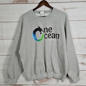 SeaWorld 90s Vintage One Ocean Shamu Gray Crewneck Sweatshirt - Size XL